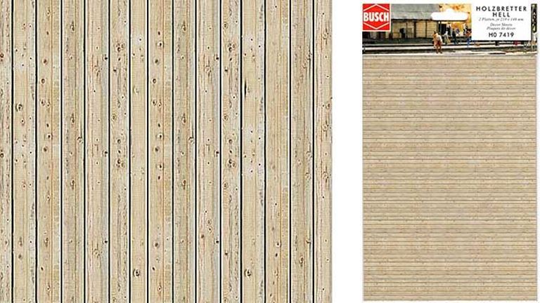 BUSCH 7419 — Деревянные доски (картон, ~210 х 148 мм, 2 шт.), 1:35—1:120.Модели железных дорог