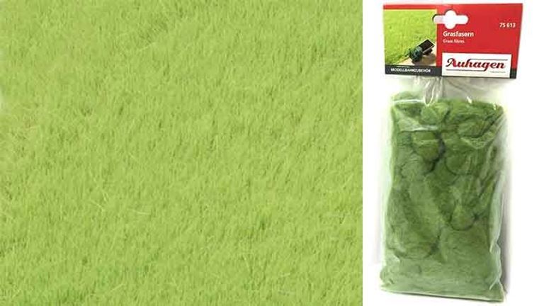 AUHAGEN 75613 Трава светло-зелёная (флок ~4,5 мм, 50 г), 1:35–1:200, сделано в Германии