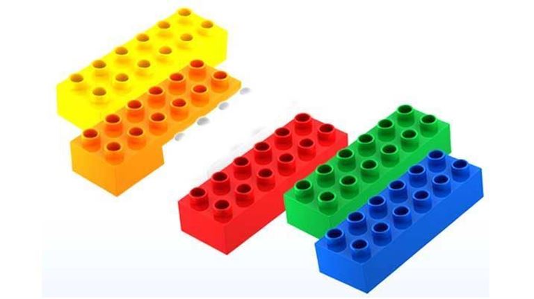 HUBELINO 403803 5 кубиков 6 × 2 пин различных цветов совместимых LEGO Duplo®
