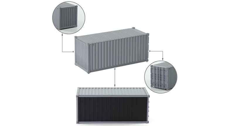 CMOD CON08720 gray 20 футовый контейнер (серый), 1:87