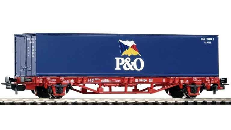 PIKO 57706 Фитинговая платформа Lgs579 груженная 40" контейнером «P&O», H0, V, DB Cargo