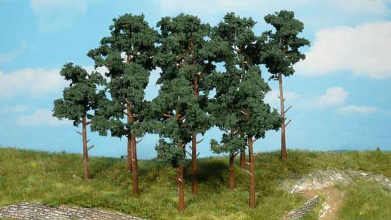 HEKI 1413 Сосны (14 деревьев ~100—160 мм), 1:72—1:120, сделано в Германии