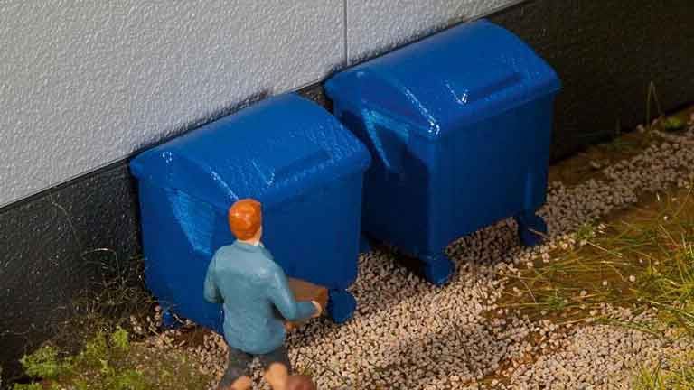 FALLER 180914 2 синих мусорных контейнера, 1:87, iV