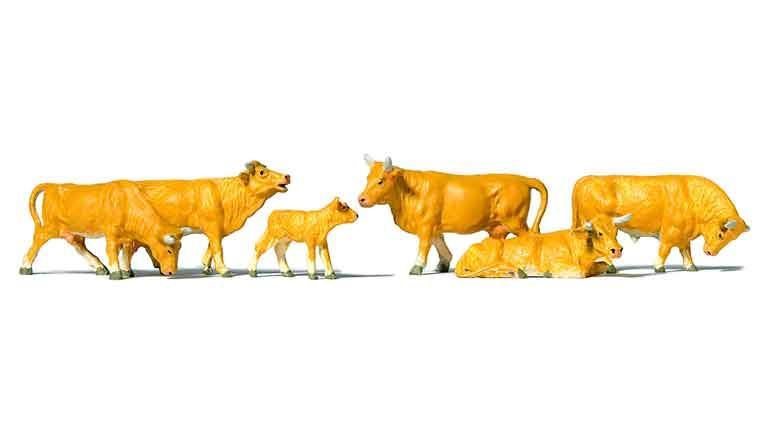 PREISER 10147 Коровы светло-коричневые (6 фигурок), 1:87