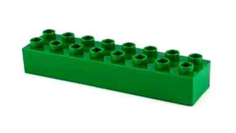 CIDDI TOYS 10173-8 Блок 2 × 8 зелёный (1 кирпичик) совместим с LEGO Duplo®