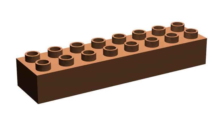 CIDDI TOYS 10176-8 Блок 2 × 8 коричневый (1 кирпичик) совместим с LEGO Duplo®