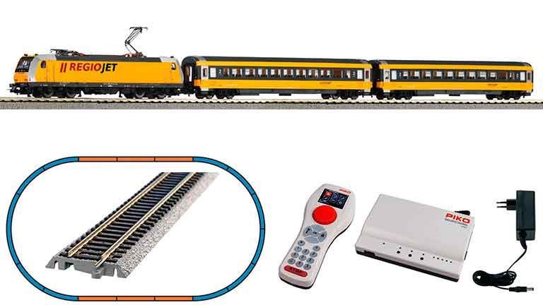 PIKO 59019 Цифровой стартовый набор «Пассажирский поезд с электровозом Regiojet», H0, VI, CZ, SmartControl WLAN