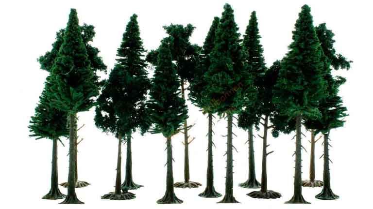HEKI 2264 Сосны (14 деревьев ~100—170 мм), 1:72—1:120, сделано в Германии