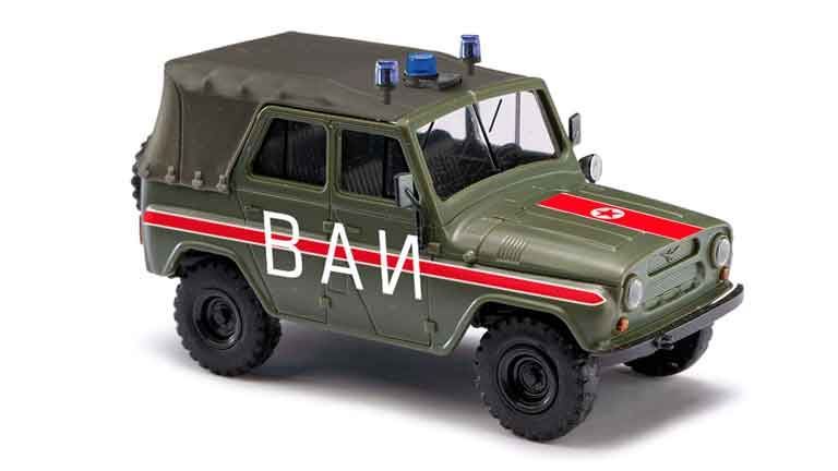 BUSCH 52116 Внедорожник УАЗ 469 «ВАИ» с крышей (тент), 1:87, 1972—1992, СССР