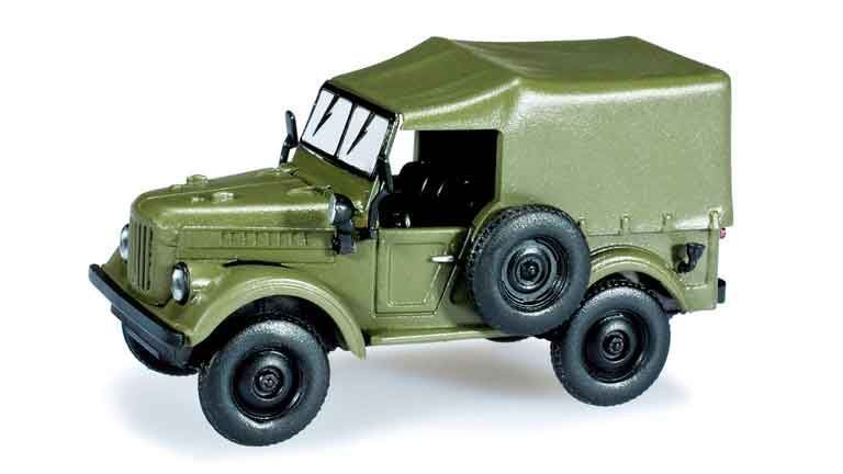 HERPA 024792 Автомобиль повышенной проходимости ГАЗ 69 (серый тент), 1:87, 1952—1972, СССР