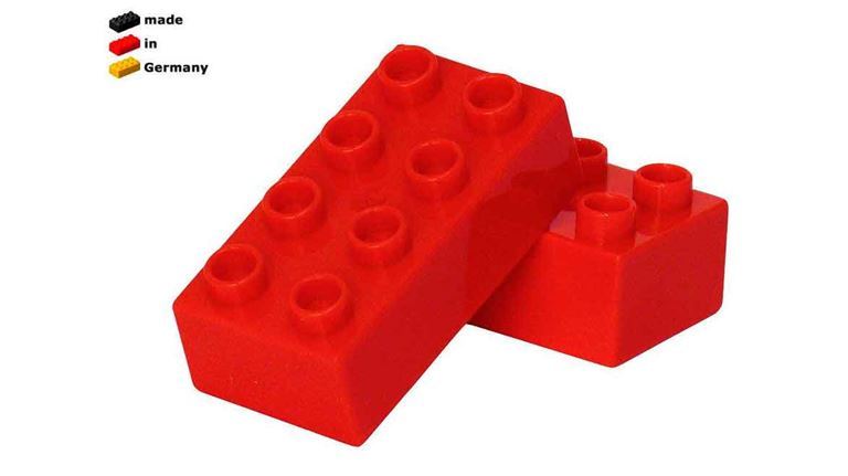 CIDDI TOYS 10170-4 Блок 2 × 2 красный (1 кирпичик) совместим с LEGO Duplo®, сделано в Германии