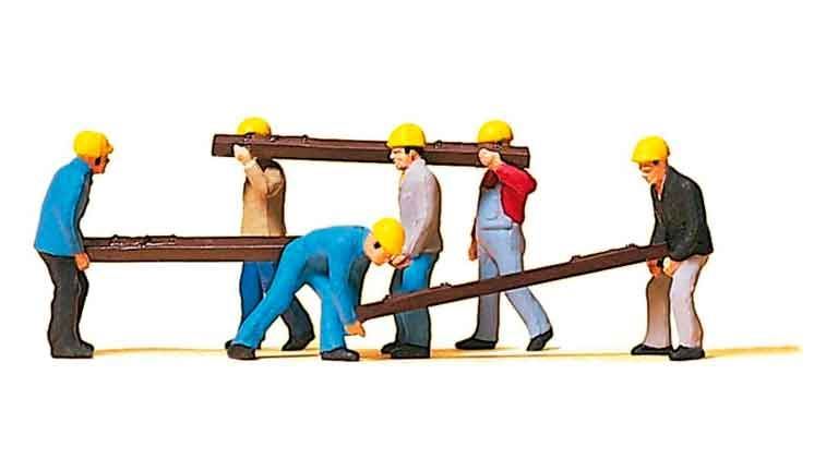 PREISER 10034 Бригада строителей путей (6 фигурок), 1:87