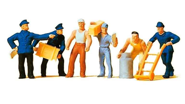PREISER 14016 Персонал товарного цеха (6 фигурок и аксессуары), 1:87