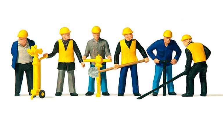 PREISER 10035 Бригада строителей путей (6 фигурок), 1:87