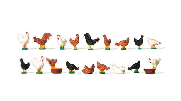 PREISER 14168 Куры и петушки (18 фигурок), 1:87