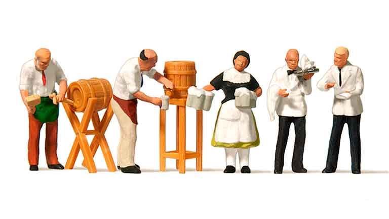 PREISER 10210 Официанты и официантки (5 фигурок и аксессуары), 1:87