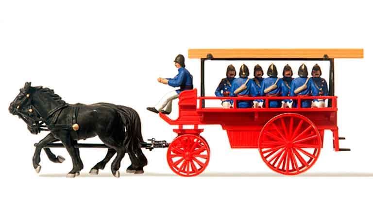 PREISER 30427 Конная пожарная повозка (7 фигурок и аксессуары), 1:87, 1900