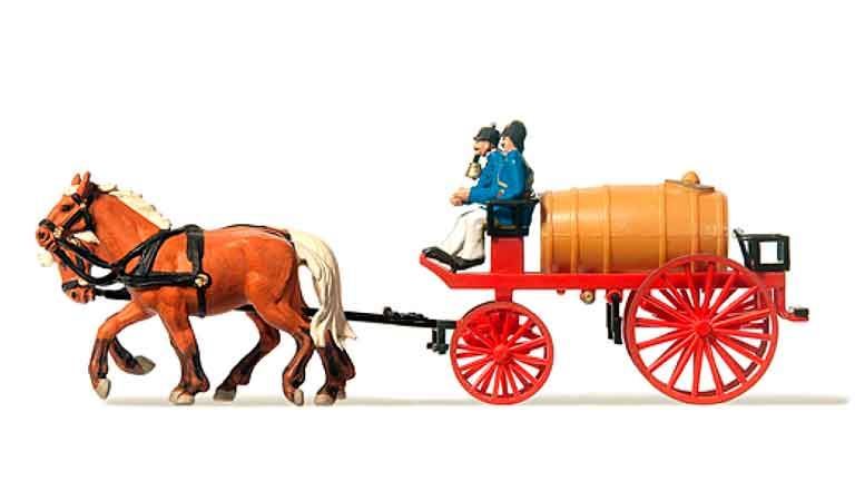 PREISER 30426 Конная пожарная повозка для воды (4 фигурки и аксессуары), 1:87, 1900