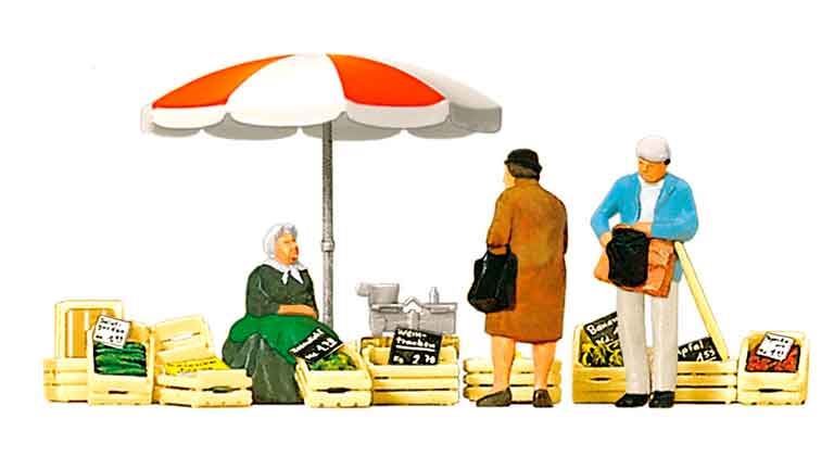 PREISER 10337 Сидящая продавщица и клиенты (фигурки и принадлежности), 1:87