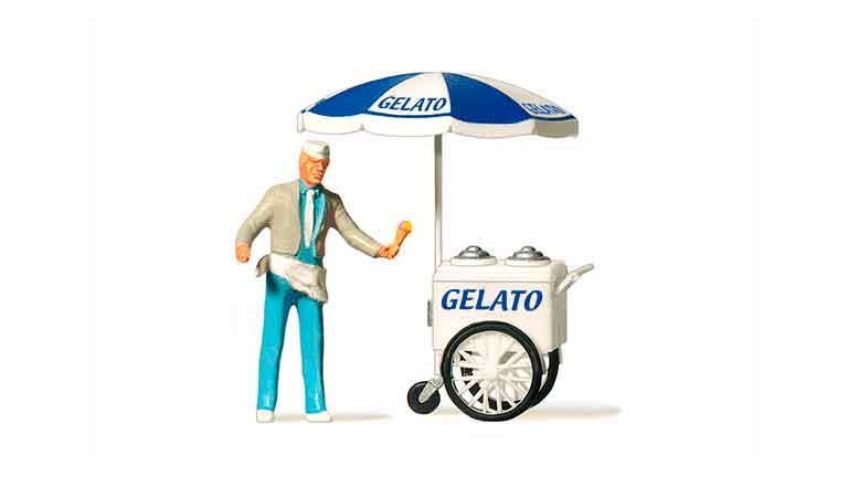 PREISER 29116 Продавец мороженого (эксклюзивная фигурка с тележкой), 1:87