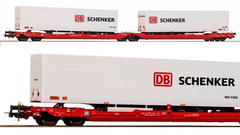 PIKO 24626 Платформы T3000e с полуприцепами «Schenker» (2 вагона), H0, VI, DB AG