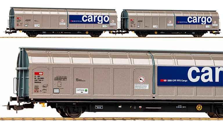 PIKO 28309 Вагоны с раздвижными стенками Hbbillnss (2 шт.) «Cargo», H0, VI, CH-SBBC