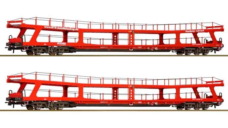 ROCO 77047 Платформы-автомобилевозы DDm «BahnTouristikExpress» (2 вагона), H0, VI, BTE