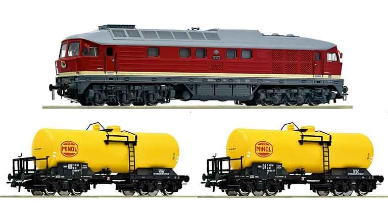 ROCO 7310039-6600199 Дизельный поезд BR 132 (звук) и 2 цистерны «MINOL», H0, IV, DR