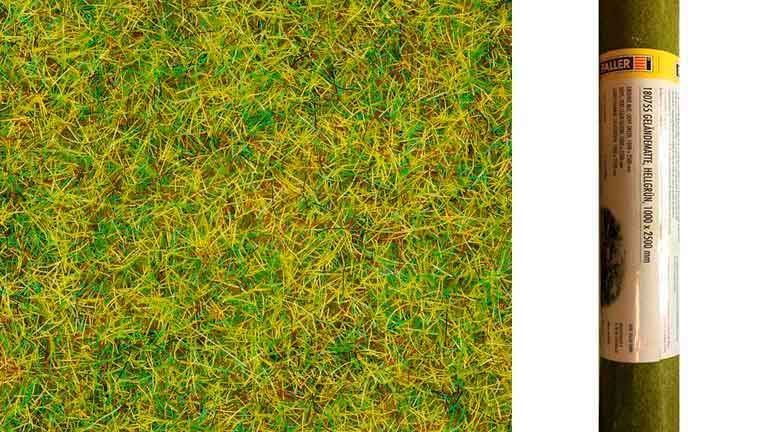 FALLER 180755 Трава светло-зелёная (рулон 1000 × 2500 мм ≈ 2,5 м², флок ~2,5 мм), 1:35—1:250, сделано в Германии