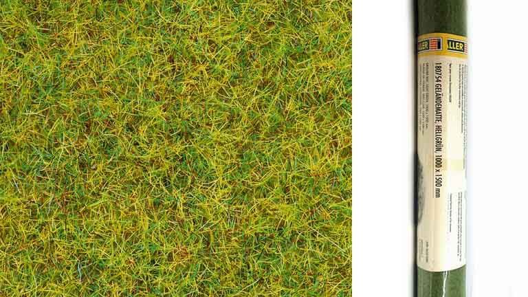 FALLER 180754 Трава светло-зелёная (рулон 1000 × 1500 мм ≈ 1,5 м², флок), 1:35—1:250