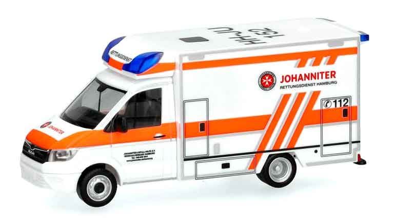 HERPA 098182 Автофургон MAN® TGE скорой помощи «Johanniter», 1:87, Германия (Гамбург)
